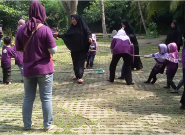 Students on a field trip, participating in outdoor activities
